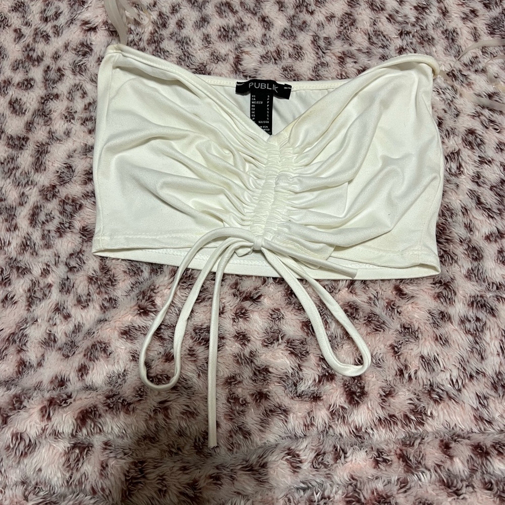 White Ruched Women's Top